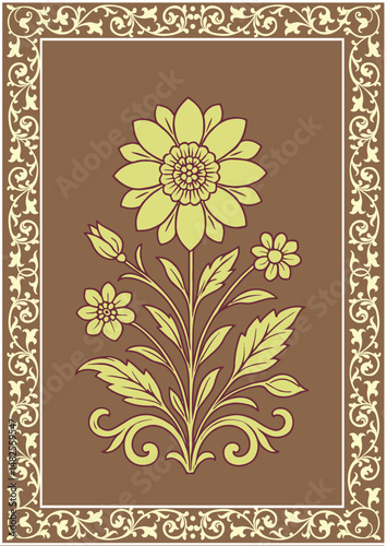 Seamless floral wall pattern of the Mughal era
Pattern on the palace, Jaipur, Mughal Traditional colorful arch gate vector pattern, Mughal floral traditional ornament with an arch and a motif borders
