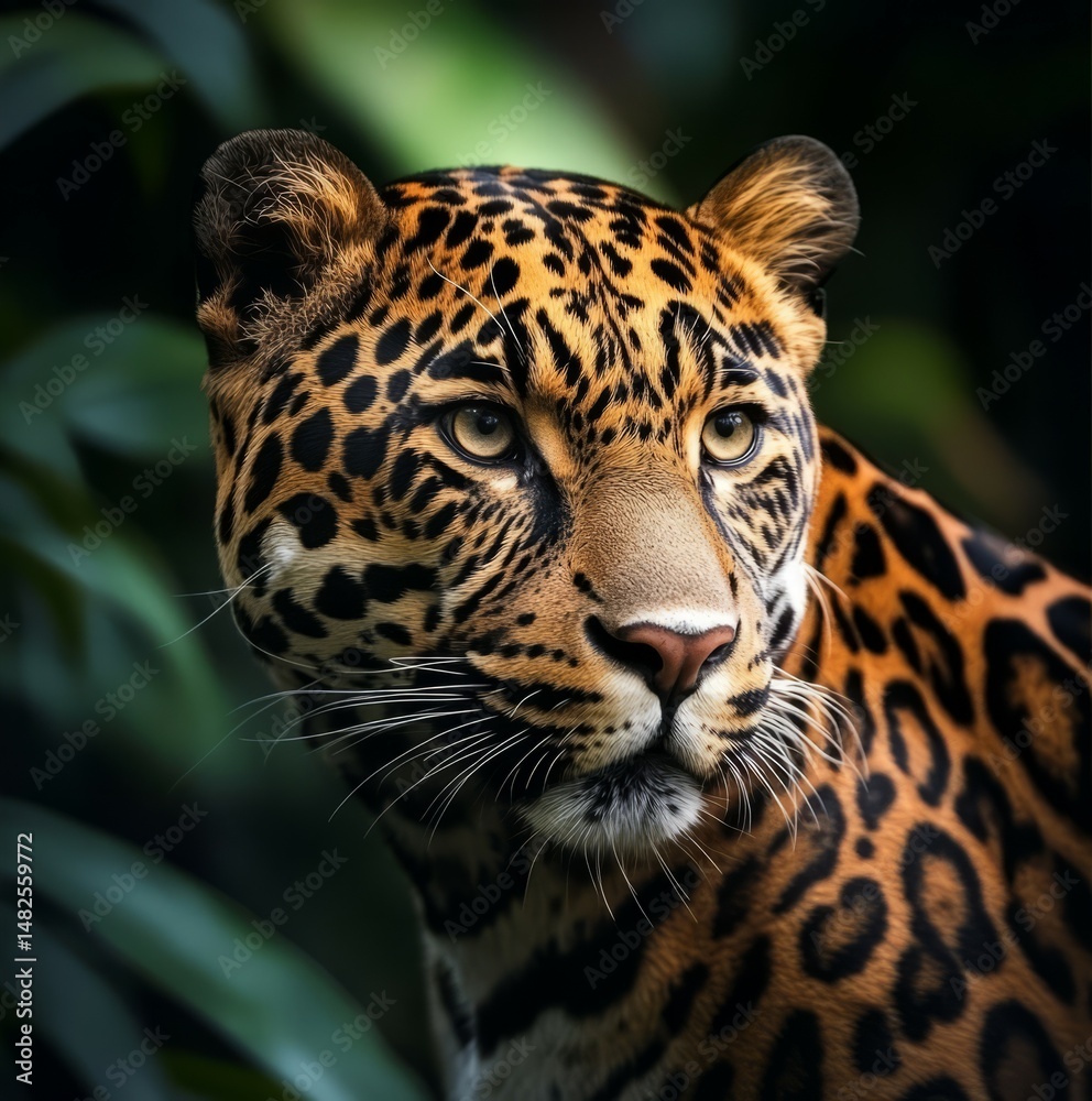 Obraz premium Leopard close-up in lush jungle wildlife photography nature scene
