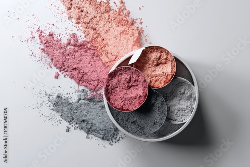 Obraz na płótnie Mockup of open face powders on a white background w salonie