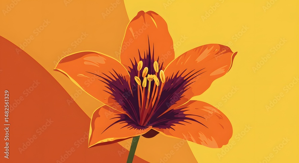 Fototapeta premium Orange Flower Illustration on Warm Colored Background