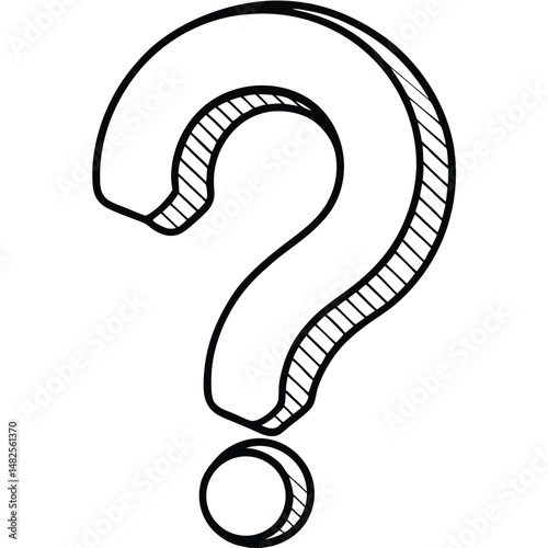 Black question mark icon. Simple symbol for ask, help, inquiry, and customer support. Ideal for web design, business, FAQ pages, tech support visuals, information in digital, interface graphics.