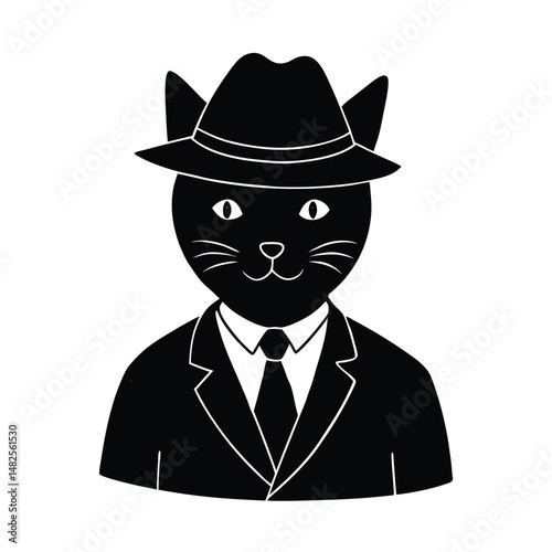 cat head as detective sherlock hat