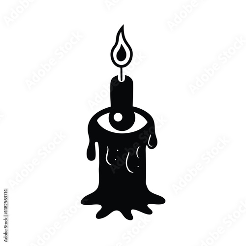 candle with eyeball wax slime on white
