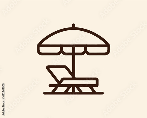 Summer beach chair and umbrella logo design