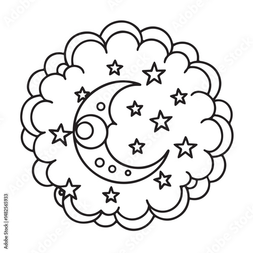 anti stress mandala coloring page, bold and easy mandala coloring page, mandala coloring page, line art, black and white illustration