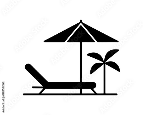 Flat beach chair umbrella logo for branding
