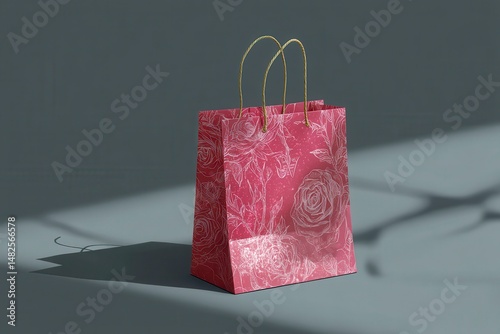 Obraz na płótnie Rose paper glossy shopping bag mockup w salonie