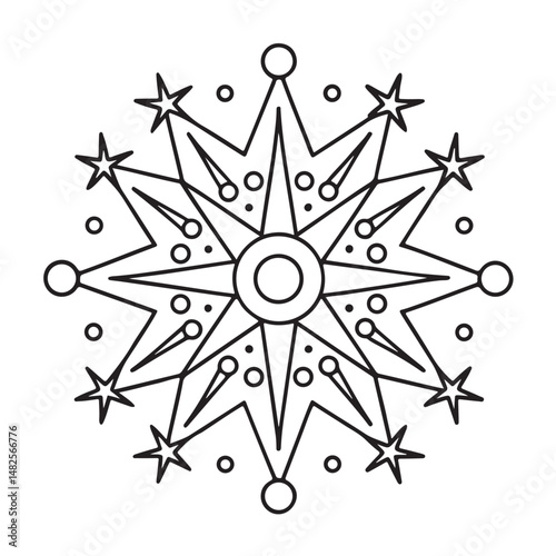 anti stress mandala coloring page, bold and easy mandala coloring page, mandala coloring page, line art, black and white illustration