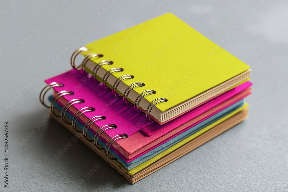 Mockup of a multi-colored notebook on rings