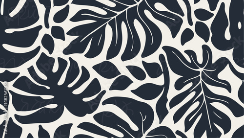Tropical Pastels Abstract Floral and Leaf Design in a Soft Palette