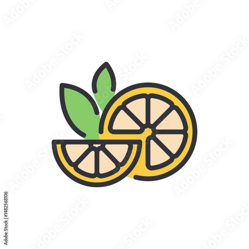 Vibrant Citrus Composition With Refreshing Green Leaves On Transparent Canvas