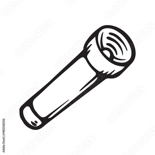 Hand drawn cartoon flashlight on a white background.
