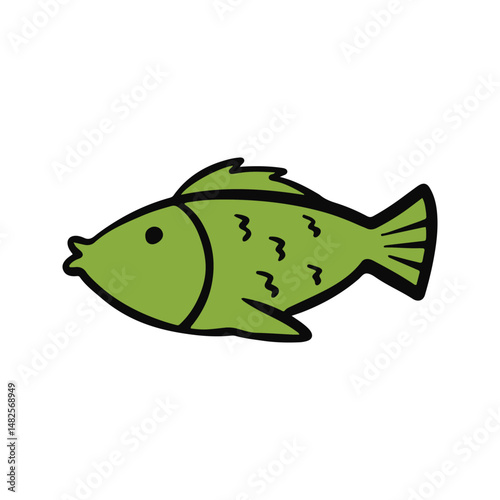 Fish Hand Drawn Icon, Doodle Style Vector Illustration