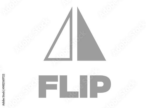Gray triangle above the word "FLIP"