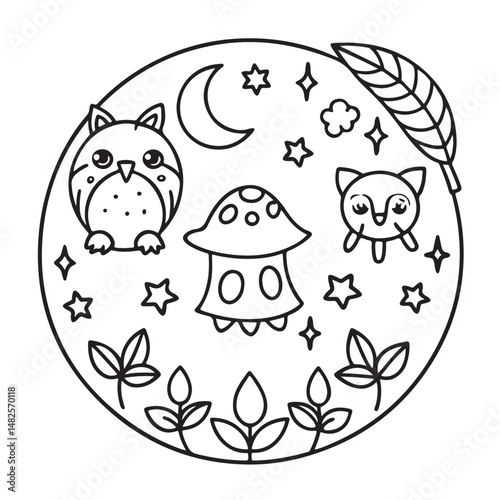 anti stress mandala coloring page, bold and easy mandala coloring page, mandala coloring page, line art, black and white illustration