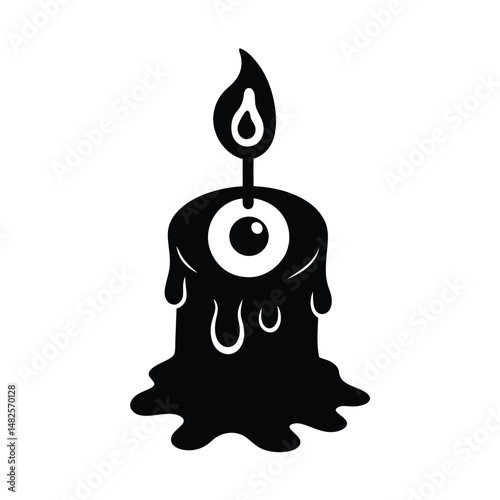 candle with eyeball wax slime on white