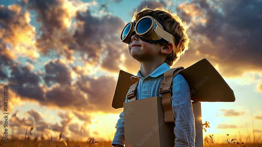 Young Boy Dreaming of Flight Imagination, Adventure, and Childhood Aspirations