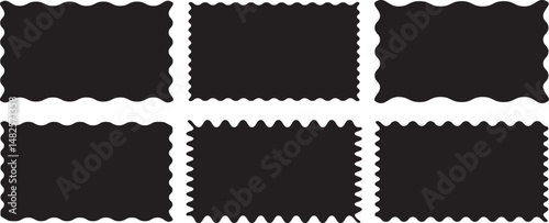 Rectangle shape frame with zigzag edge. scallop edge shape. Rectangular, round, circle, oval and square scalloped frames.	