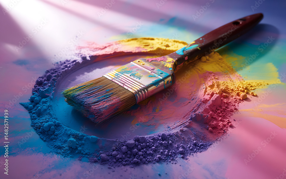 Obraz premium paint brush and rainbow colors