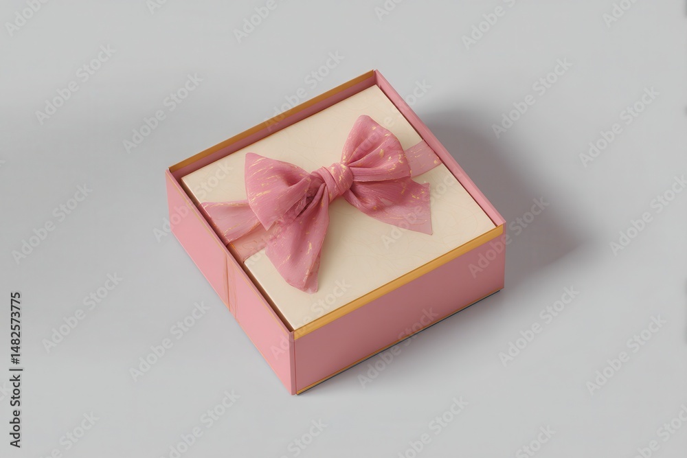 Mock-up of a box with bows for transportation of baked goods, cakes