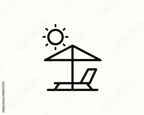 Modern beach chair sun umbrella logo symbol