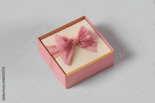 Obraz na płótnie Mock-up of a box with bows for transportation of baked goods, cakes w salonie