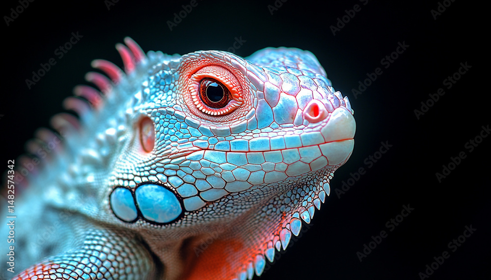 Fototapeta premium Close-Up of a Gecko's Head with Detailed Scales and Textures under Natural Lighting