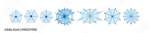 Spiders and spider web, vector set. Spiderweb varieties set. Black mesh patterns with halloween party ornament. Vector eps 10
