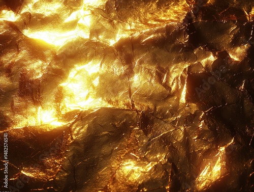 Принти на полотні Gleaming, crumpled gold surface with bright highlights