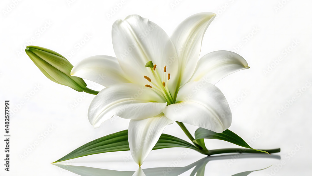 Stunning White Lily in Full Bloom Isolated High-Resolution Photo Stunning White Lily in Full Bloom Isolated High-Resolution Photo