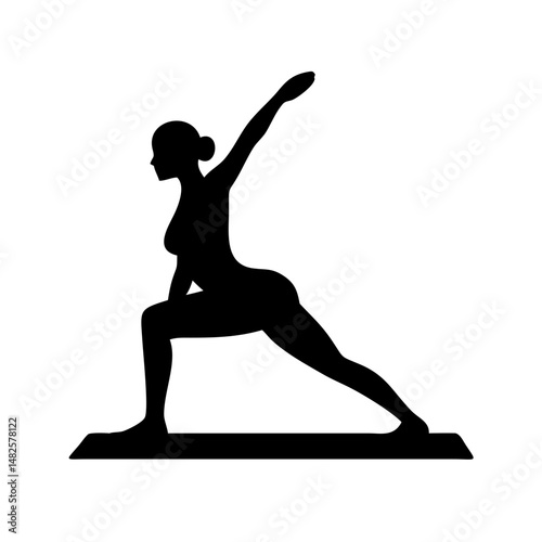 Silhouette of a woman stretching on a yoga mat