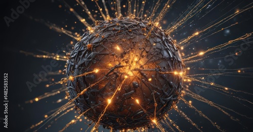 Microscopic particle mesh, glowing energy field ,  nano,  science background,  abstract art