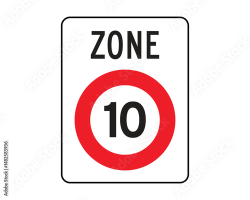 Speed Limit Zone 10 Sign – Traffic Regulation for Controlled Speed Areas – High Quality Vectorial Stock Graphic