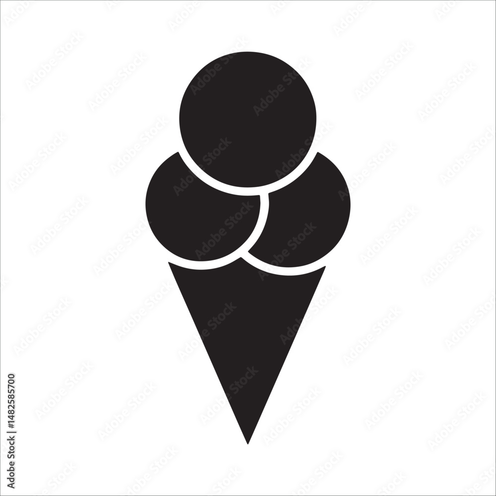 Fototapeta premium Ice cream silhouette icon with three scoops for summer, dessert, and sweet treat concepts.