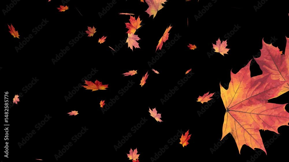 Falling maple leaves smooth seamless animation on alpha background ...