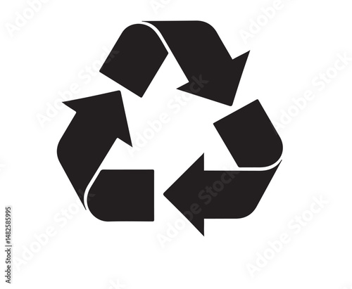 Recycling Symbol Icon. Bold Black Triangular Arrow Loop