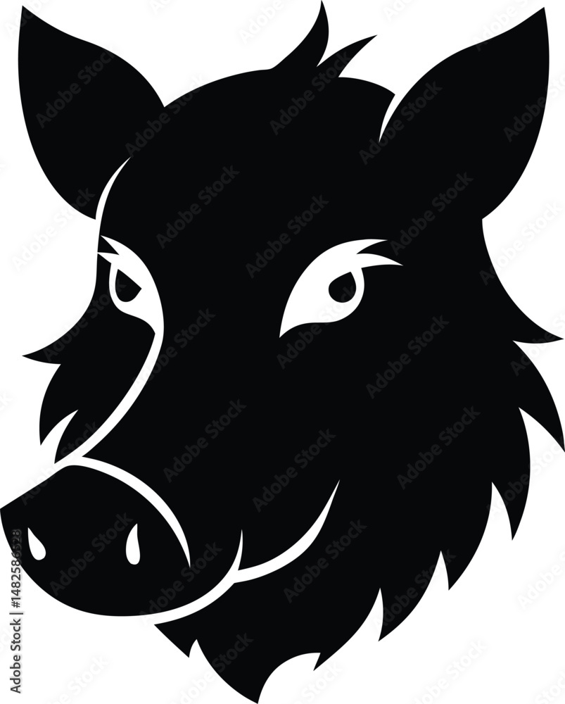 Obraz premium Wild Boar Head silhouette 