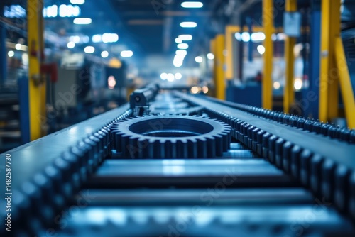 Wallpaper Mural Industrial Equipment Detail with Gear and Conveyor in Factory Environment Torontodigital.ca