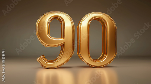 Elegant gold 90 illustration in metallic luxury design art