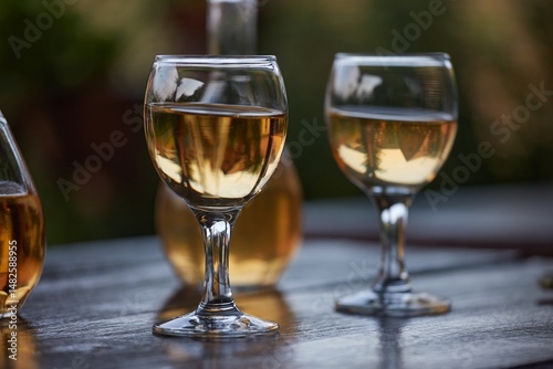 Drinking wine on a summer evening