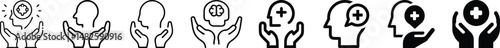 Mental Health Support Icon – Symbol of Psychological Wellness, Emotional Help, Therapy Assistance, Mental Care, Stress Management, Counseling, Awareness, Supportive Therapy, Brain and Heart Connection