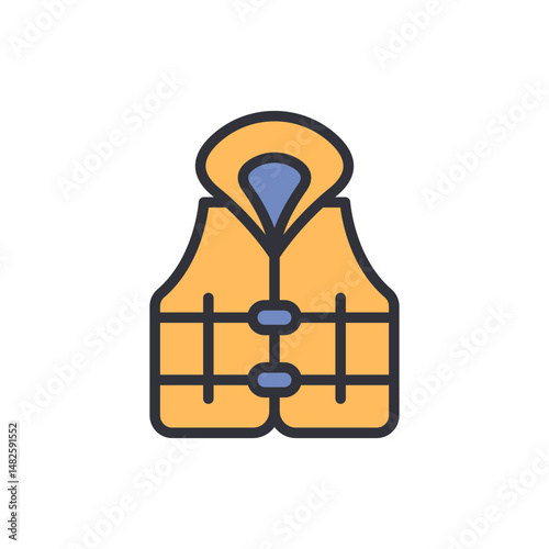Vibrant Life Vest Icon For Water Safety And Recreational Boating