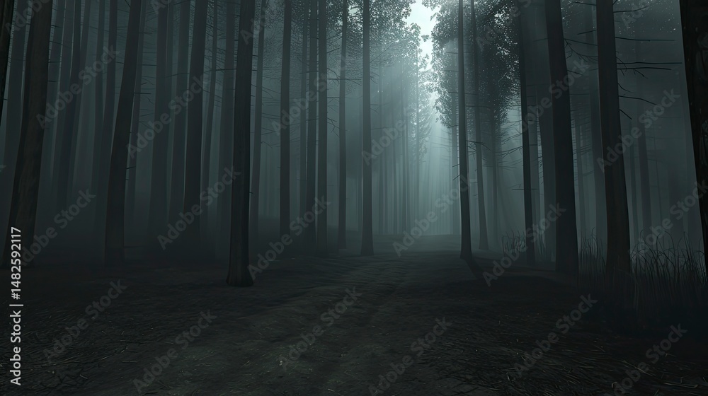 Naklejka premium Misty forest path