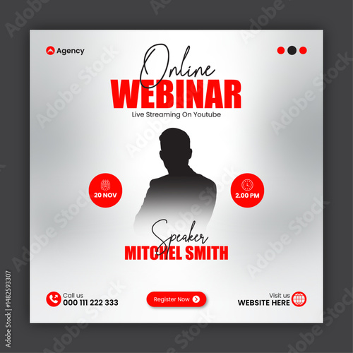 Business Conference Social Media Post Template or online business webinar social media post design template