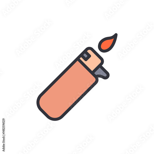 An Illustration Of A Peach-Colored Lighter With A Flame On Top