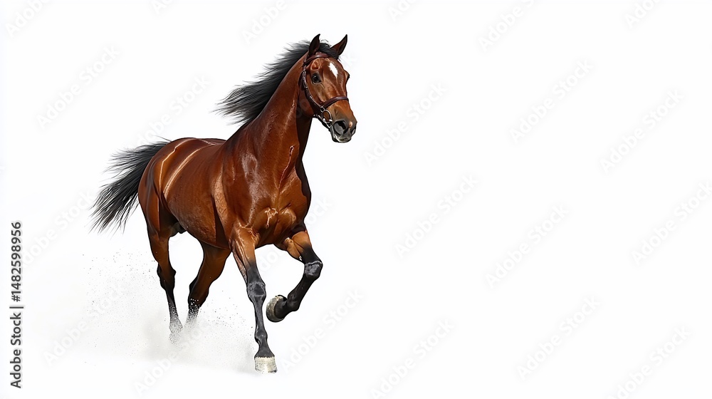 Fototapeta premium Dynamic auburn equine galloping against a clean backdrop showcasing power and grace
