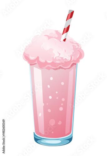 Pink Cotton Candy drink - Vector Illustration