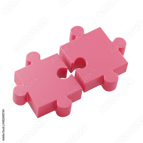 Bright Pink Puzzle Pieces Joining Jigsaw Game Solution Unity Team
