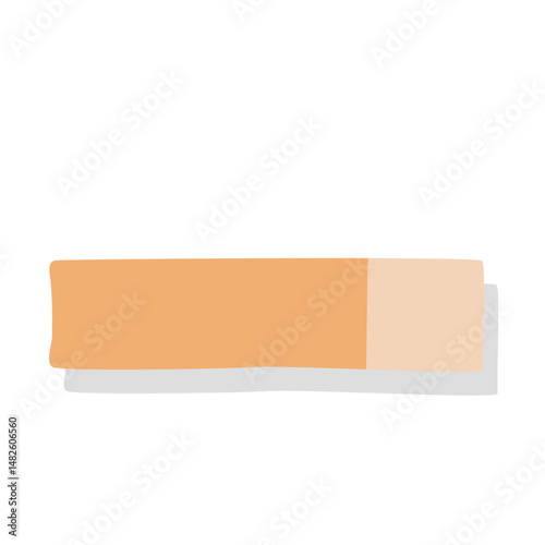 Adhesive cartoon orange tape. Funny sticky paper scotch strip, empty label sticker to glue notepad, reminder page to board. Stationery mascot, cartoon cute tape with shadow effect vector illustration
