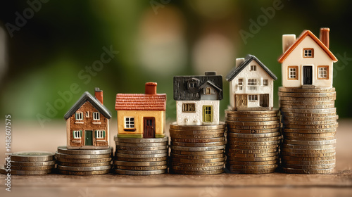 Real estate concept featuring a house and a pile of coins symbolizing cash flow and financial investment opportunities